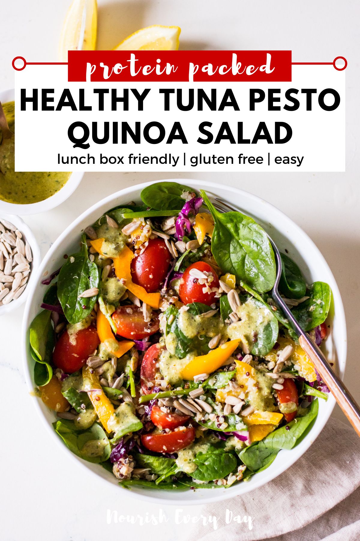 Tuna Pesto Quinoa Salad Recipe Pin by Nourish Everyday