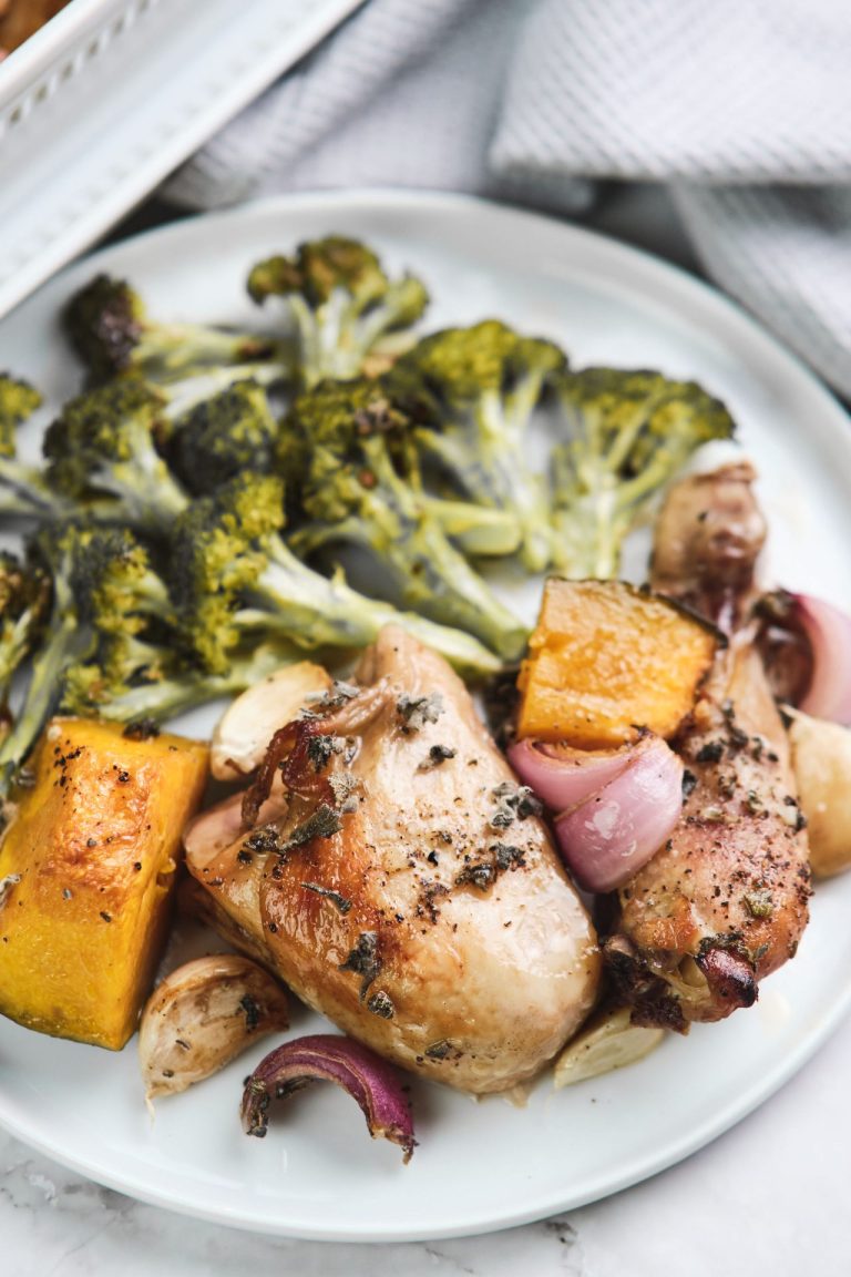 Roast Chicken with Pumpkin, Sage and Red Onion - Nourish Every Day