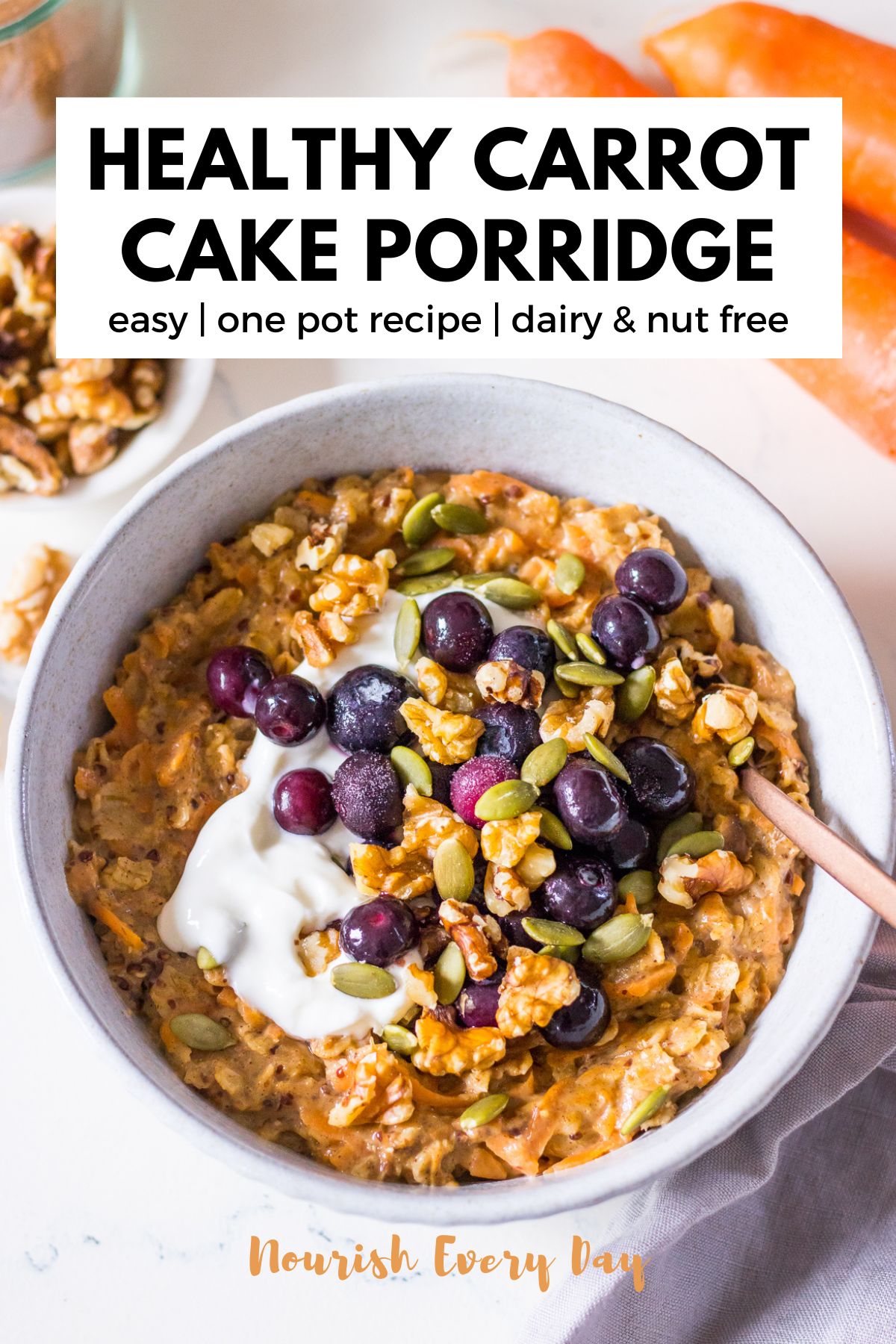 Recipe Image Pin for Carrot Cake Oat Porridge