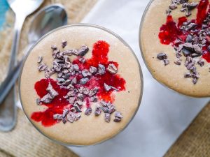 This paleo chocolate mango protein smoothie recipe is nourishing, healthy and delicious. The perfect quick breakfast or snack. Refined sugar free!