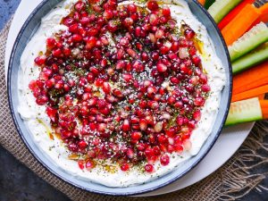 Balsamic Pomegranate Labneh Dip - a simple healthy sugar free appetiser that's so easy to make! Perfect for entertaining and parties.