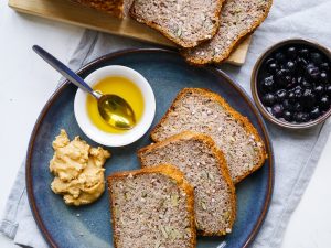 A healthy, and very easy recipe for a vegan buckwheat bread made gluten free using chia seeds, buckwheat flour and almond meal.