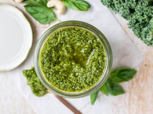 Vegan Cashew Kale Pesto top down shot
